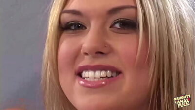 Big tits blonde Tiffany Rayne take a big cock in her asshole and gets creampied.